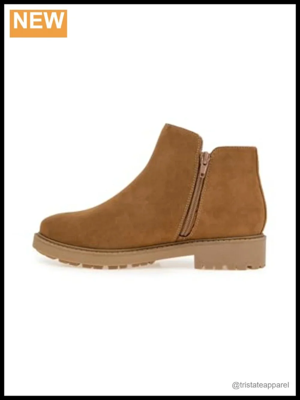 ESPRIT Women's Faux Suede Ankle Booties Block Heel Zip Tassels